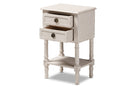 Yana Country Whitewashed 2-Drawer Nightstand Baxton