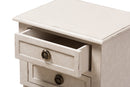 Yana Country Whitewashed 2-Drawer Nightstand Baxton