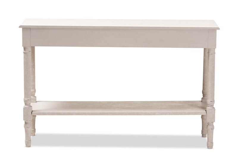 Catalina 47" Wide Country Whitewashed 1-Drawer Console Table Baxton