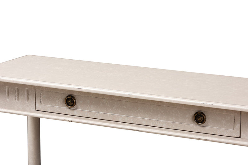 Catalina 47" Wide Country Whitewashed 1-Drawer Console Table Baxton