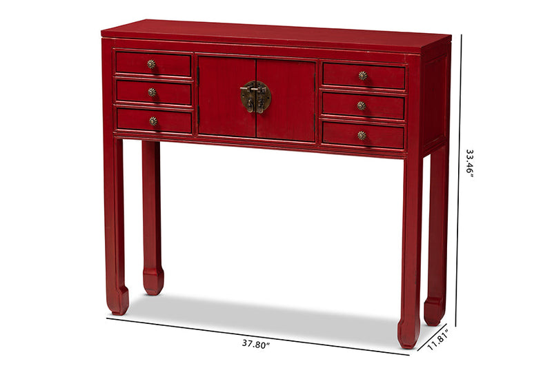 Janna Red Bronze Finished Accents 6-Drawer Console Table Baxton