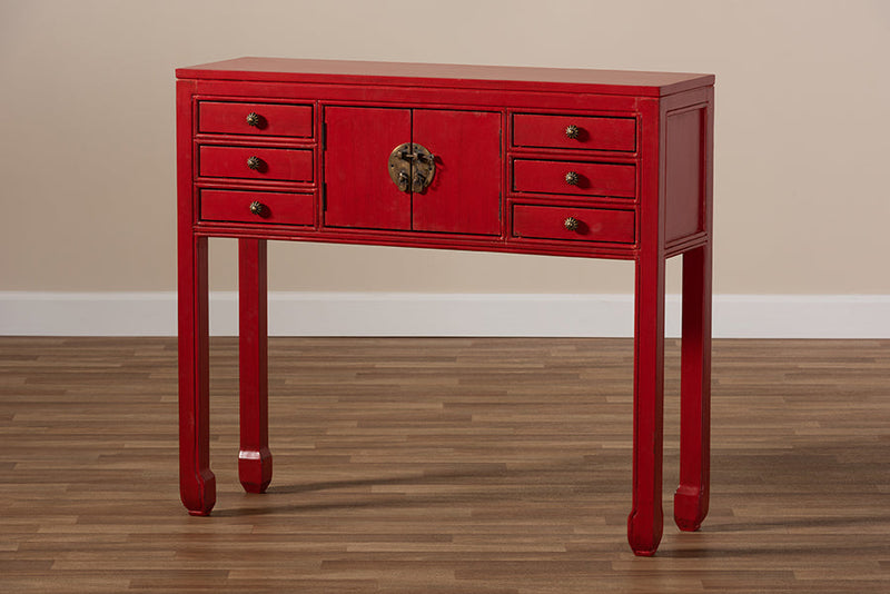 Janna Red Bronze Finished Accents 6-Drawer Console Table Baxton