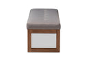 Nairi Gray Fabric Upholstered Walnut Brown Bench Baxton