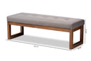 Nairi Gray Fabric Upholstered Walnut Brown Bench Baxton