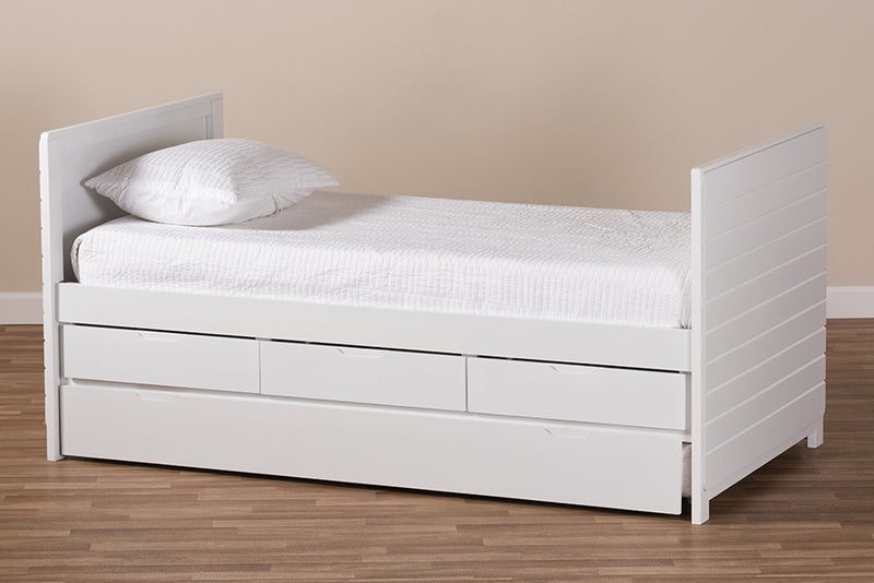 Emeline Modern and Contemporary White-Finished Daybed w/Trundle