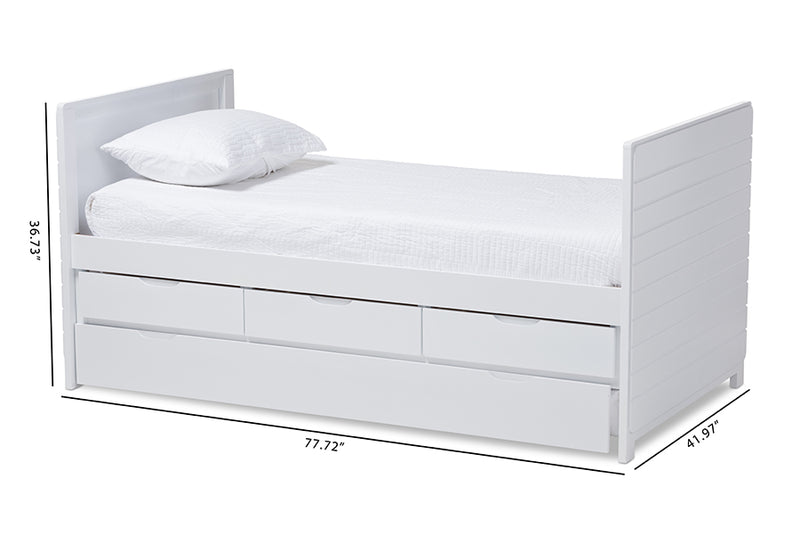 Emeline Modern and Contemporary White-Finished Daybed w/Trundle