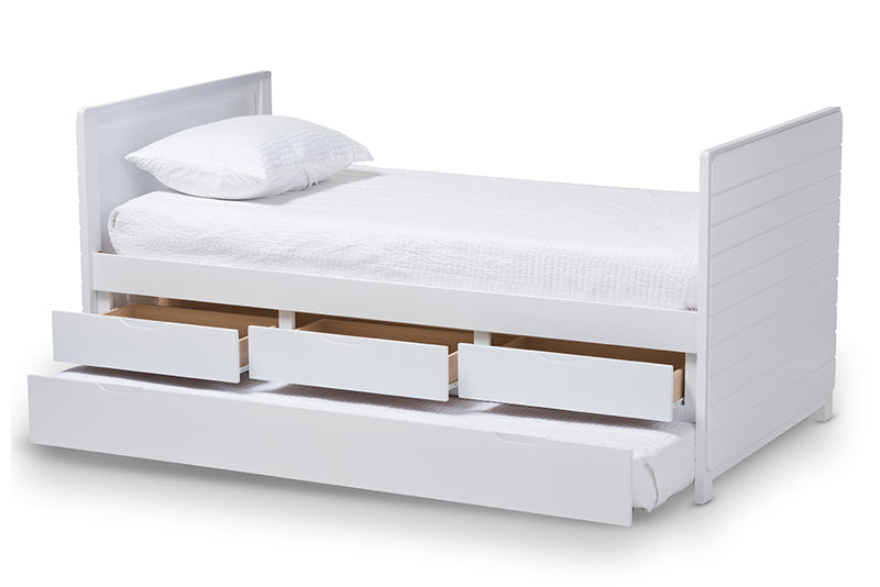 Emeline Modern and Contemporary White-Finished Daybed w/Trundle