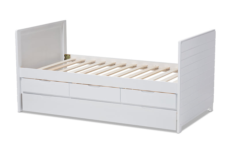 Emeline Modern and Contemporary White-Finished Daybed w/Trundle