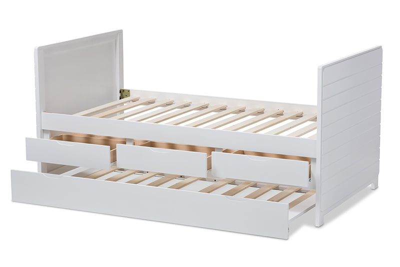 Emeline Modern and Contemporary White-Finished Daybed w/Trundle