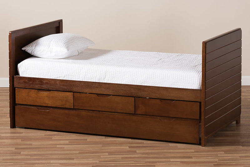 Emeline Walnut Brown-Finished Daybed w/Trundle Baxton