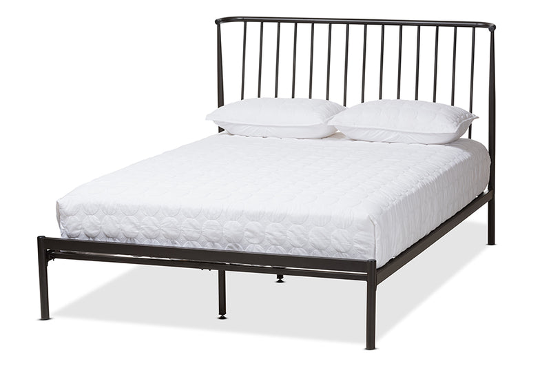 Mare Modern and Contemporary Black Bronze Finished Metal Queen Size Platform Bed