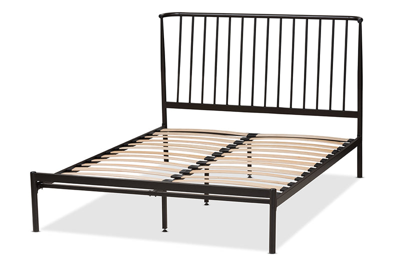 Mare Modern and Contemporary Black Bronze Finished Metal Queen Size Platform Bed