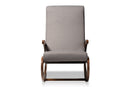 Alaya Gray Fabric Upholstered and Walnut-Rocking Chair Baxton