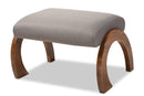 Blossom Gray Fabric Upholstered Walnut Brown Ottoman Baxton