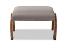 Blossom Gray Fabric Upholstered Walnut Brown Ottoman Baxton