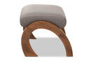 Blossom Gray Fabric Upholstered Walnut Brown Ottoman Baxton
