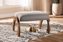 Blossom Gray Fabric Upholstered Walnut Brown Ottoman Baxton