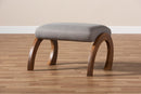 Blossom Gray Fabric Upholstered Walnut Brown Ottoman Baxton