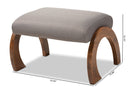 Blossom Gray Fabric Upholstered Walnut Brown Ottoman Baxton