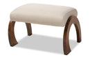 Blossom Light Beige Fabric Upholstered Walnut Brown Ottoman Baxton