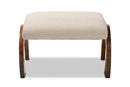 Blossom Light Beige Fabric Upholstered Walnut Brown Ottoman Baxton