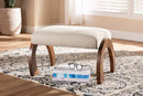 Blossom Light Beige Fabric Upholstered Walnut Brown Ottoman Baxton
