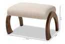 Blossom Light Beige Fabric Upholstered Walnut Brown Ottoman Baxton