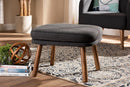Quintus Dark Gray Fabric Upholstered Walnut Brown Ottoman Baxton