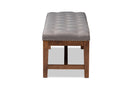 Livia Gray Fabric Upholstered Walnut Finished Solid Rubberwood Bench Baxton
