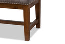 Livia Gray Fabric Upholstered Walnut Finished Solid Rubberwood Bench Baxton