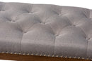 Livia Gray Fabric Upholstered Walnut Finished Solid Rubberwood Bench Baxton