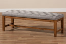Livia Gray Fabric Upholstered Walnut Finished Solid Rubberwood Bench Baxton