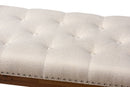 Livia Light Beige Fabric Upholstered Walnut Finished Solid Rubberwood Bench Baxton