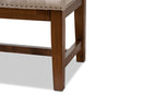 Livia Light Beige Fabric Upholstered Walnut Finished Solid Rubberwood Bench Baxton