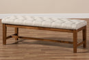 Livia Light Beige Fabric Upholstered Walnut Finished Solid Rubberwood Bench Baxton