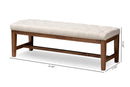Livia Light Beige Fabric Upholstered Walnut Finished Solid Rubberwood Bench Baxton