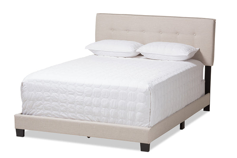 Gilbert Light Beige Fabric Upholstered King Size Bed Baxton