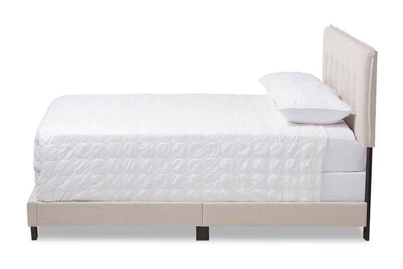 Gilbert Light Beige Fabric Upholstered King Size Bed Baxton