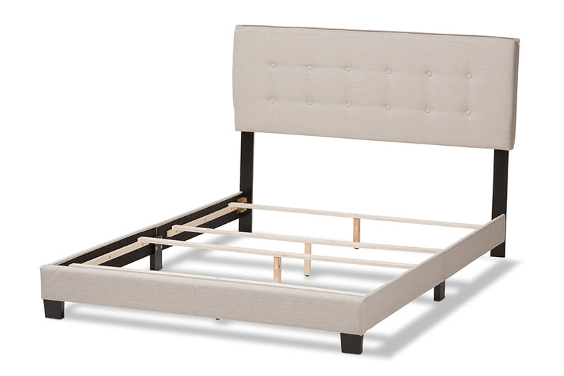 Gilbert Light Beige Fabric Upholstered King Size Bed Baxton