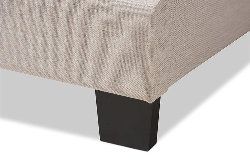 Gilbert Light Beige Fabric Upholstered King Size Bed Baxton