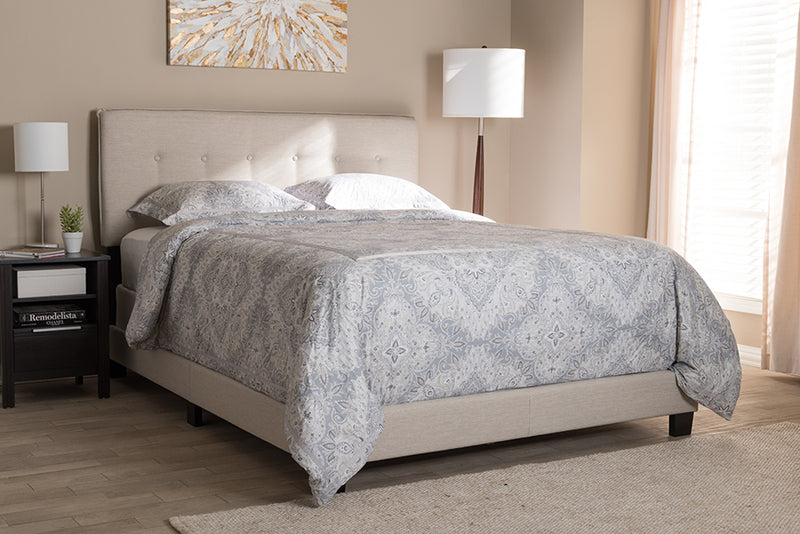 Gilbert Modern and Contemporary Light Beige Fabric Upholstered Full Size Bed