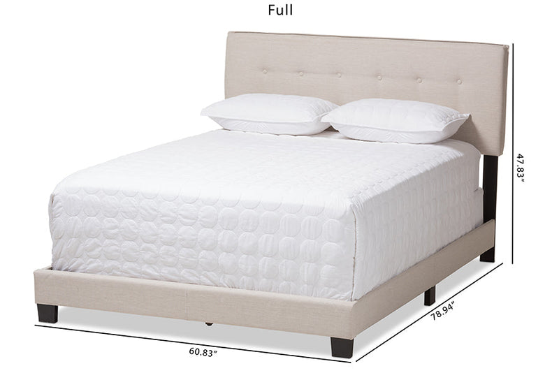 Gilbert Light Beige Fabric Upholstered King Size Bed Baxton