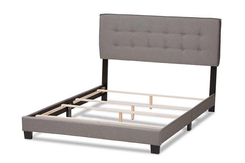 Gilbert Light Gray Fabric Upholstered Queen Size Bed Baxton
