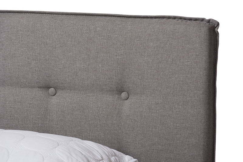 Gilbert Light Gray Fabric Upholstered Queen Size Bed Baxton
