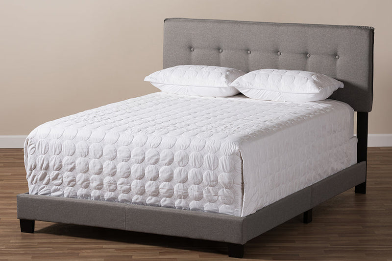 Gilbert Light Gray Fabric Upholstered Queen Size Bed Baxton