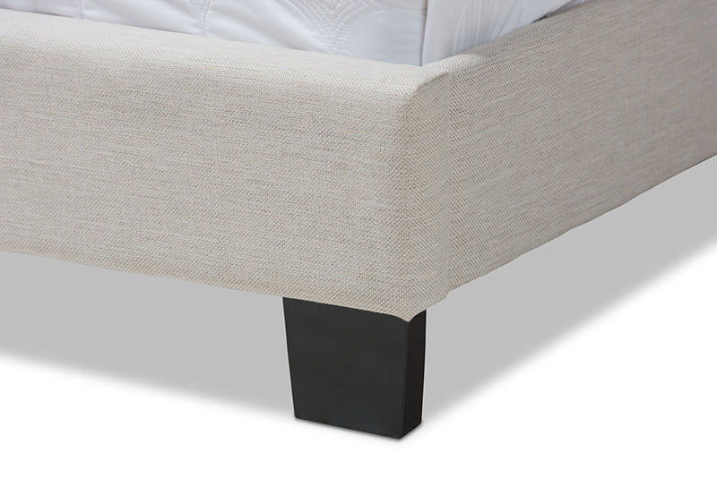 Edwina Modern and Contemporary Light Beige Fabric Upholstered Queen Size Bed