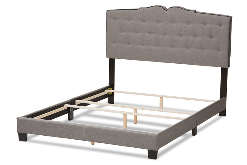 Edwina Light Gray Fabric Upholstered Queen Size Bed Baxton