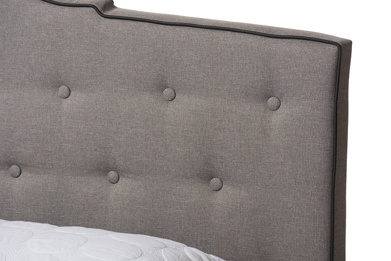 Edwina Light Gray Fabric Upholstered Queen Size Bed Baxton