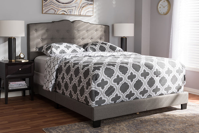 Edwina Light Gray Fabric Upholstered Queen Size Bed Baxton