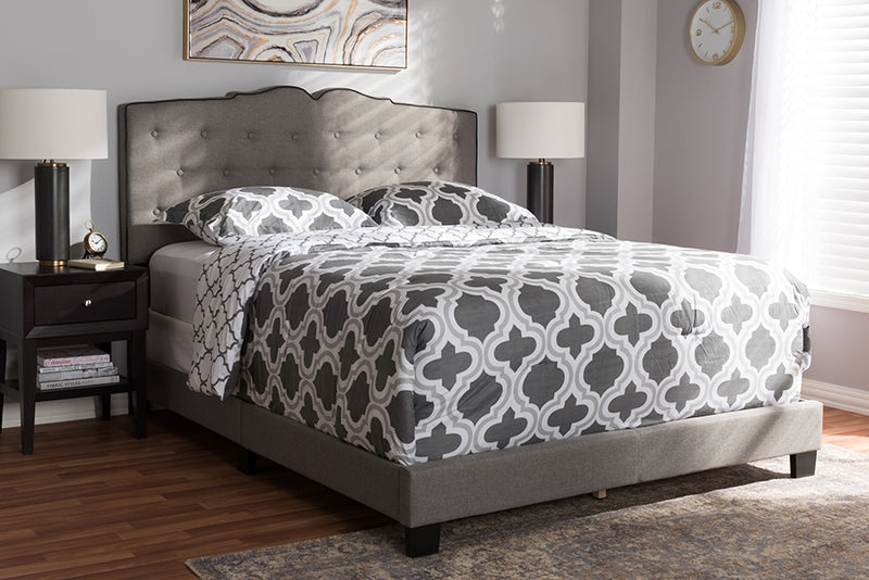 Edwina Modern and Contemporary Light Gray Fabric Upholstered Full Size Bed